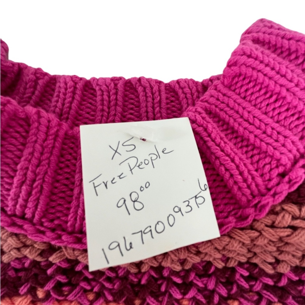 Free People Devon Sweater / Fuschia Rose Combo Size XS SOLD OUT! - Picture 3 of 8